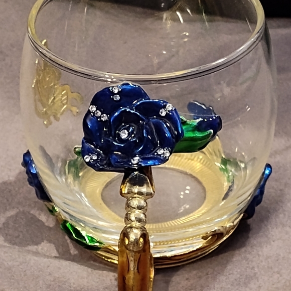 Vintage NEW Decorative Glass Mug & Spoon Set - Picture 6 of 10